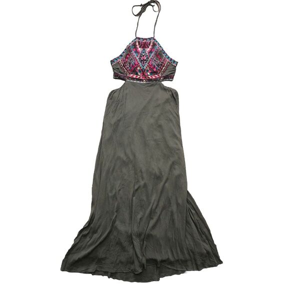 Lulus Little Beach Olive Green Lined Cutout‎ Embroidered Maxi Dress NWT L - Picture 5 of 15